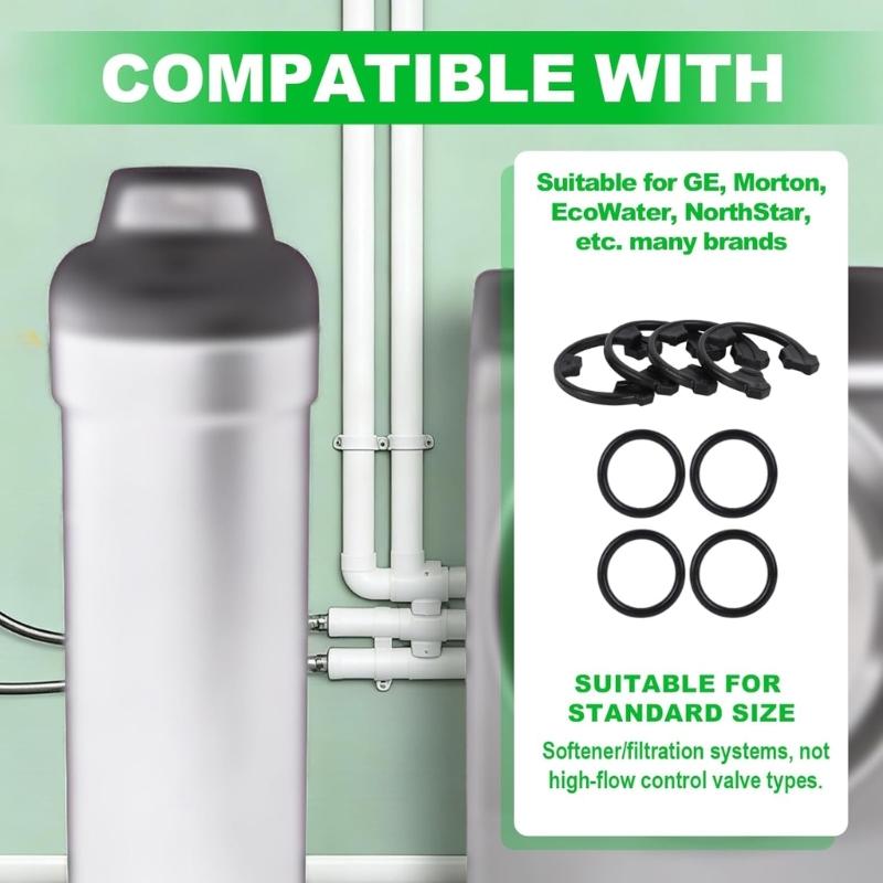 7337571 7170288 Universal Water Softener Seal Replacement Pack Includes 4 Clip 4 Seals & 1 Removal Tool for Softener