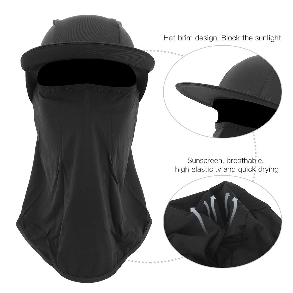 Summer Outdoor Sunscreen Cooling Face Shield With Hat Brim Water Absorption Breathable for Cycling Running Sportblack