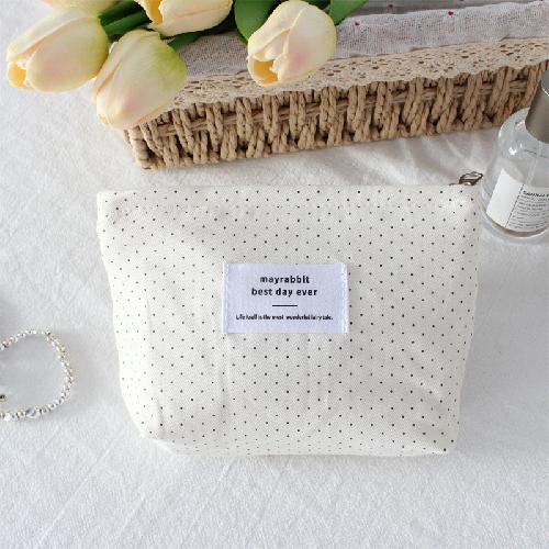 Korean ins polka dot love lipstick bag, high-value girl, hand-held makeup bag, large-capacity liner storage bag