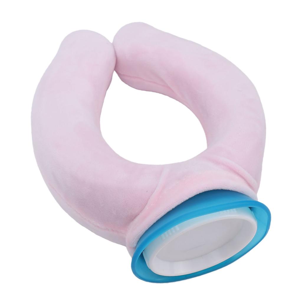 U Shaped Hot Water Bottle PVC Neck Hot Water Bottle Heating Pad with Detachable Cloth Cover Pink 900ml