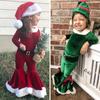 Christmas Unisex Children Long Sleeved Top Flared Pants Hat Sets Costume Makeup