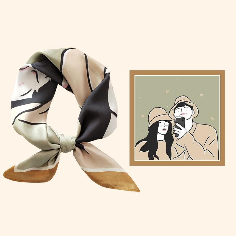 

Женский шелковый шарф с рисунком, квадратная повязка на голову, маленькая роскошная лента для волос, офисный женский платок с принтом AC2231 55cm
