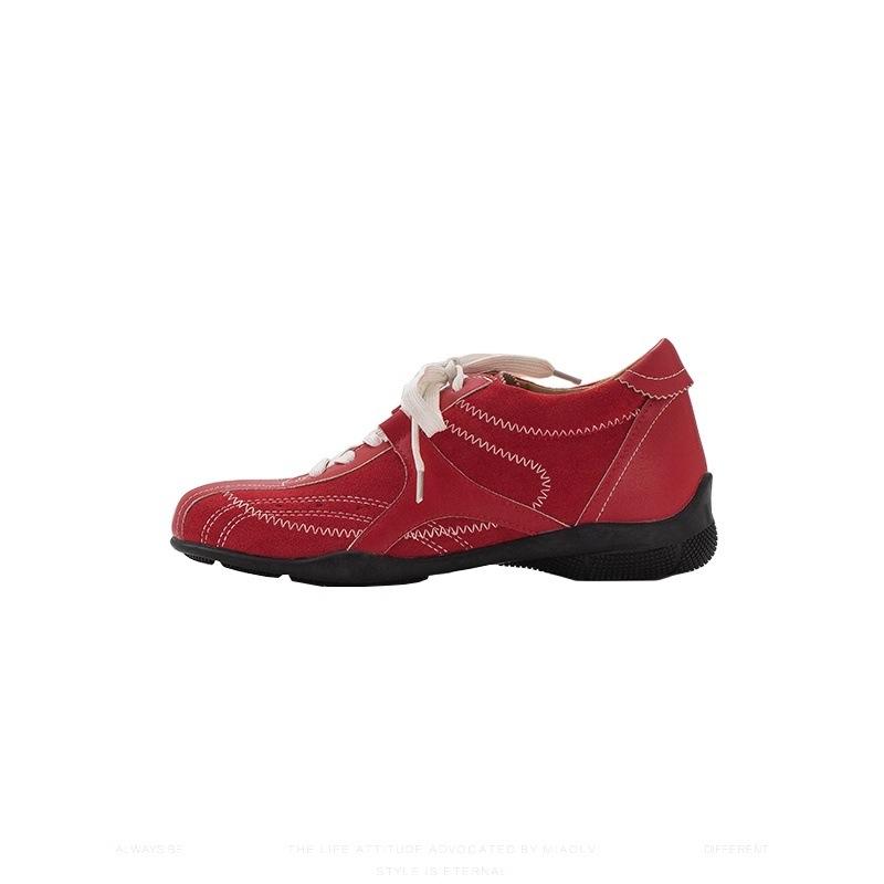 Retro Inner Height Increase Flat Bottom Women's New Maillard Lace Up Boxing Casual Sports