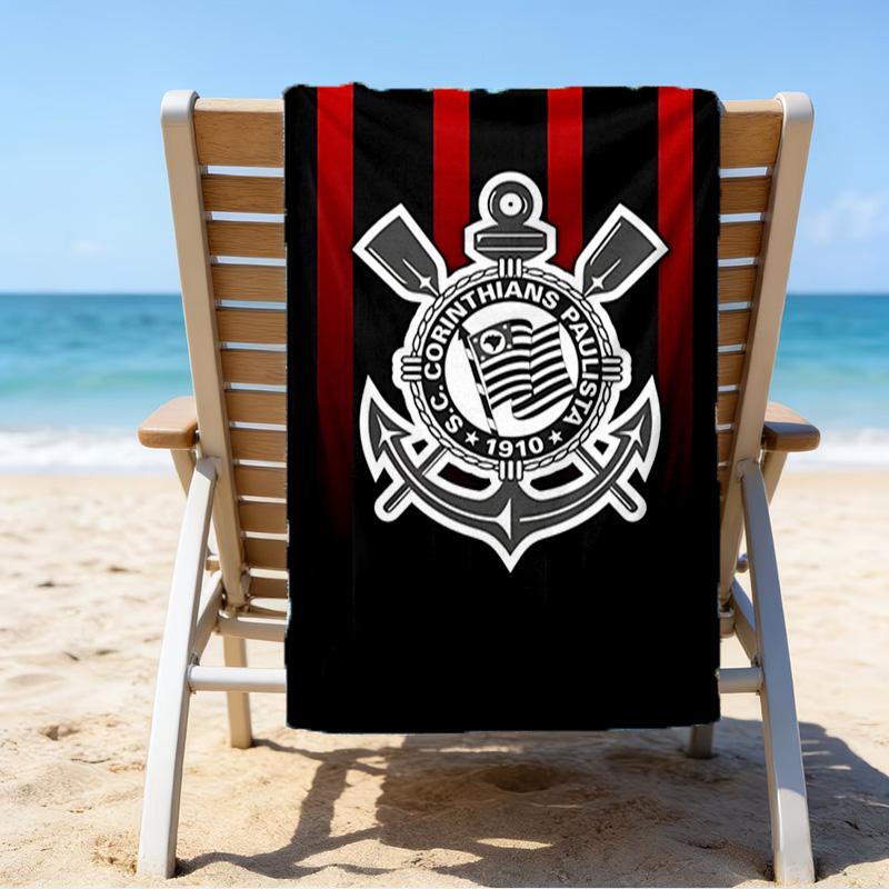 Sport Club Football Crest Printed Beach Towel, Super Soft Microfiber, Perfect Gift Birthday, for Pool, Beach, Travel, for family and friends