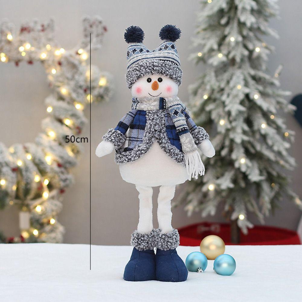 New Cloth PP Cotton Snowman Doll White Blue 50cm Snowman Toys Soft Christmas Decor Dolls Kids Gift