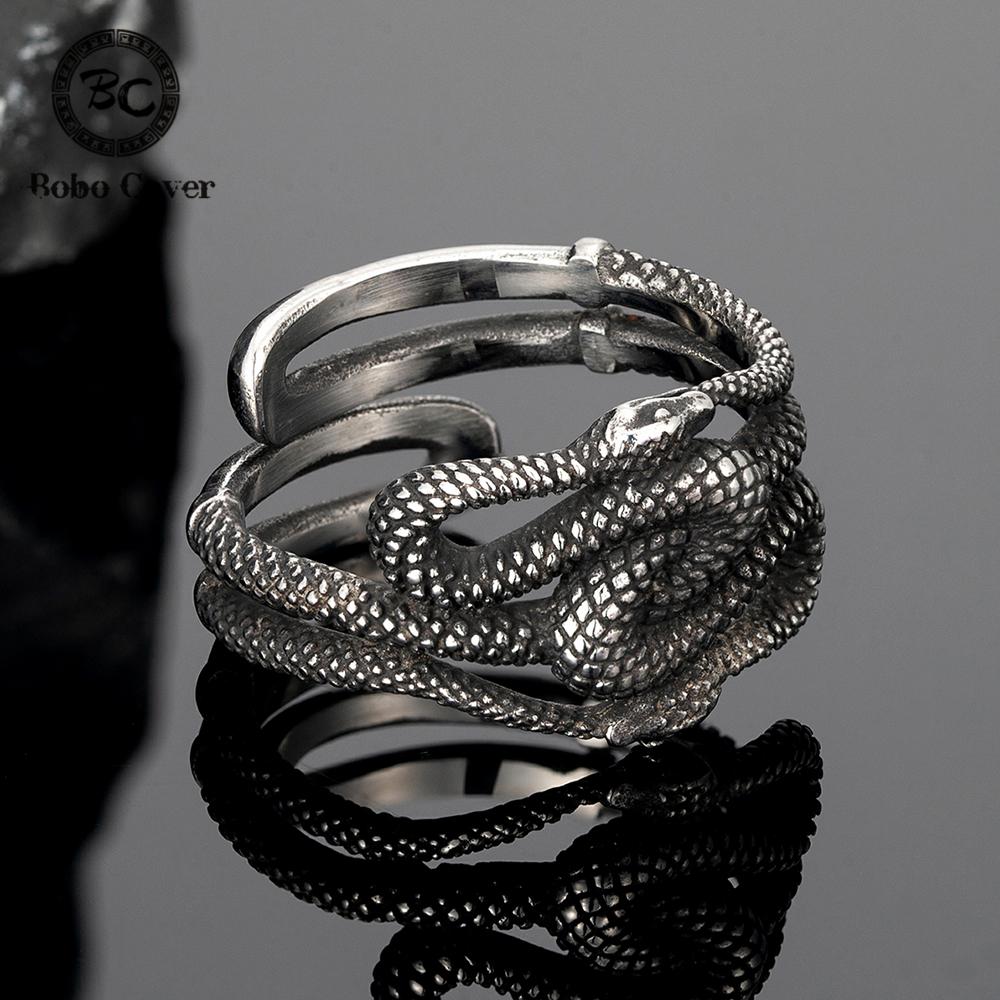 Punk Severská mytologie Jörmungandr Hadí prsten Muži Ženy Otevírací Nerezová ocel Ouroboros Viking Mužský Retro Islandské šperky Dárky