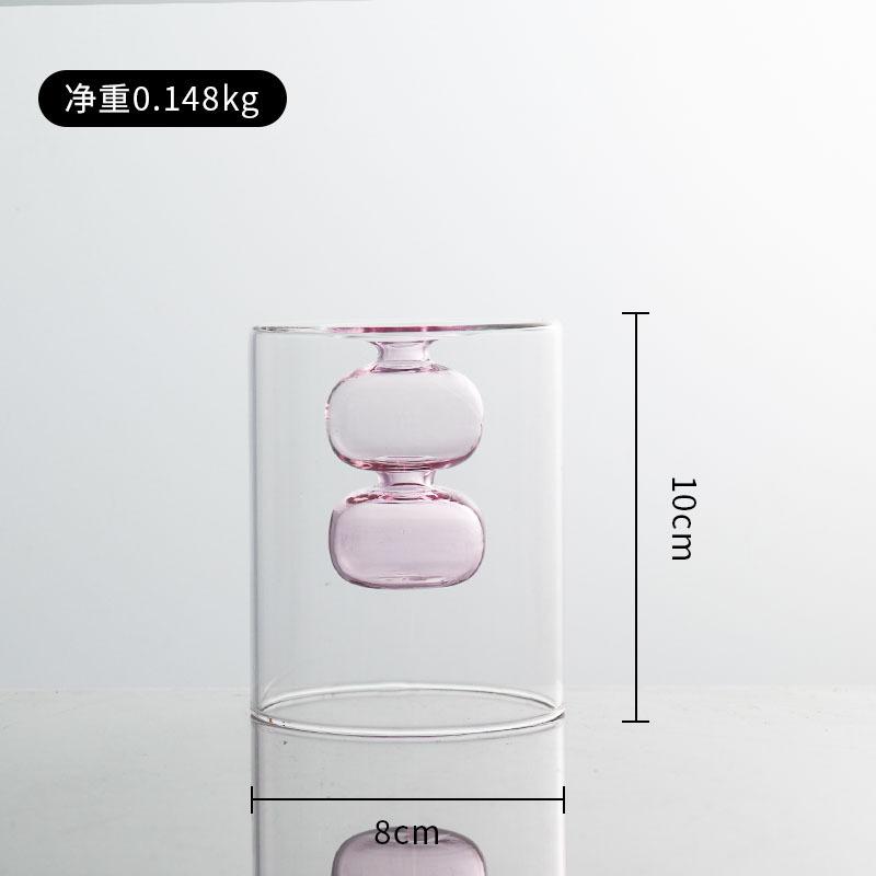 Hot Sell Colored Glass Vase Double Layered Nordic Flameless Rattan Aroma Bottle High Borosilicate Living Room Flower Arrangement