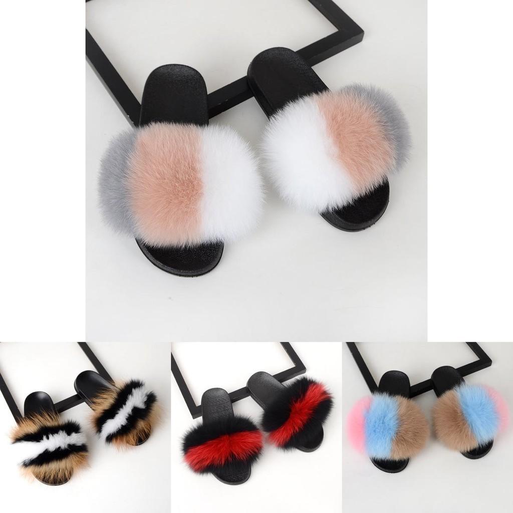 Realistic Fluffy Slippers Sandals For Women Girls Luxury Comfort