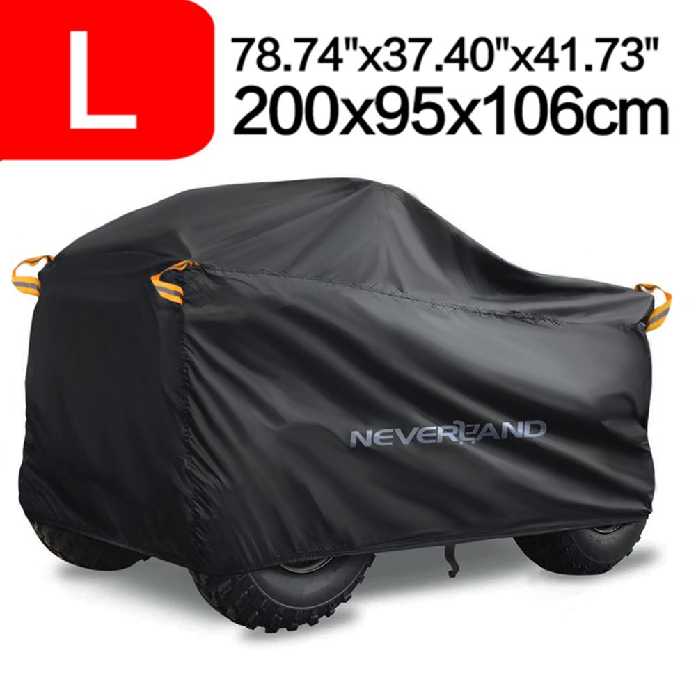 

Quad Bike ATV Cover Universal 190T Waterproof Motorcycle Vehicle Scooter Kart Motorbike Resistant Dust UV Protector Black Silver Black Logo-L