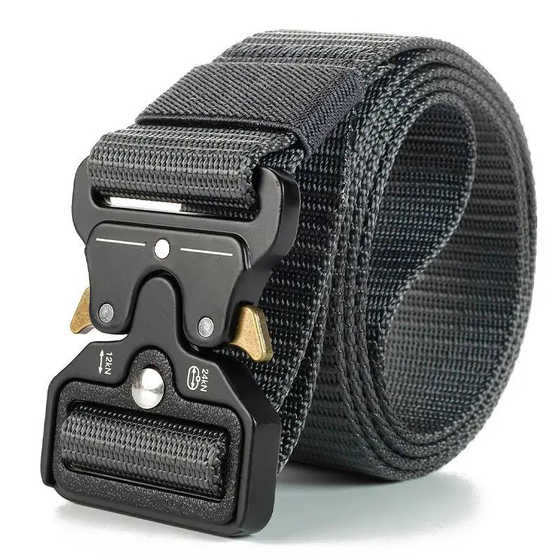 Tactical Quick-Release Nylon Leather Belt with Automatic Buckle for Outdoor Sports and Casual Wear