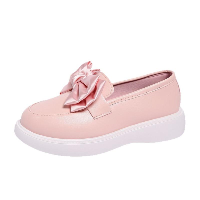 Summer New Solid Color Retro Small Leather Shoes Women's Large Size Platform College Bow