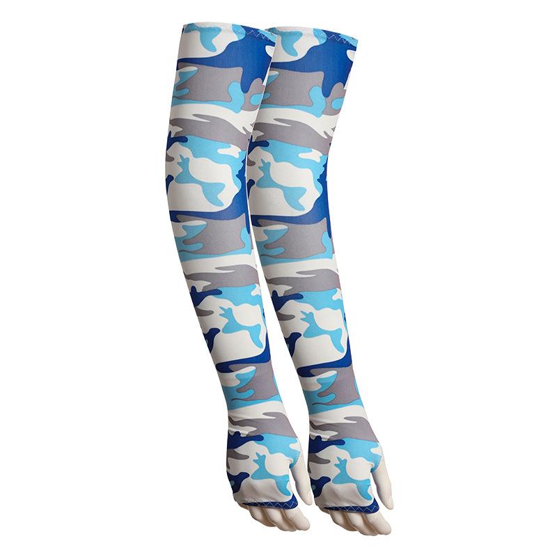 

A pair Outdoor Sunscreen Ice Silk Arm Sleeves for Hiking, Cycling, Camouflage, Extra Large and Long Fingerless Arm Sleeves for Bicycles and Fishing