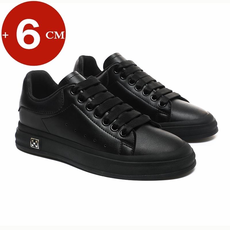 Casual Lift Sneakers Herren Schuhe mit Erhöhung der Höhe, Einlegesohle 6 cm, Weiß/Schwarz, größere Schuhe für Herren, Mode, Sport, Übergröße 37–46