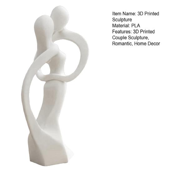 3D Printed Couple Sculpture, Nordic Modern Style, Matte White Home Decor Ornament, Romantic Abstract Statue, for Anniversary Valentine’s Day