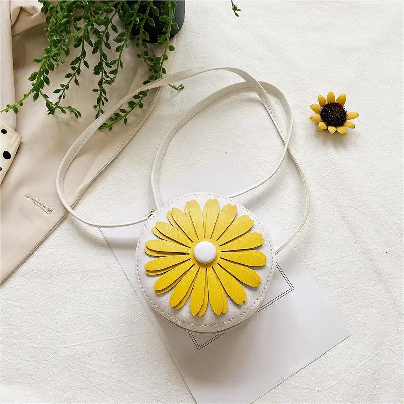 Cute Little Daisy Girl Small Children's Shoulder Bags Fashion PU Leather Princess Mini Messenger Bag Coin Purse Wallet Handbags