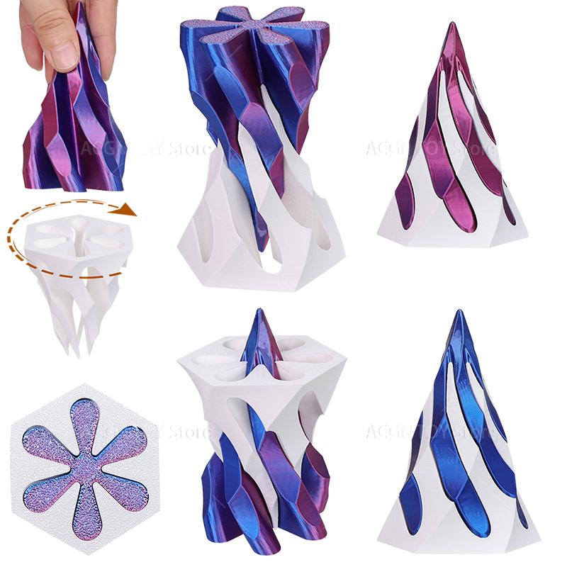 31 Stil 3D-gedruckter Spiral-Kegel Rakete Geist Herz Durchgang Fidget Spielzeug Unmögliche Pyramide Stressabbau Spielzeug Schreibtisch Dekoration