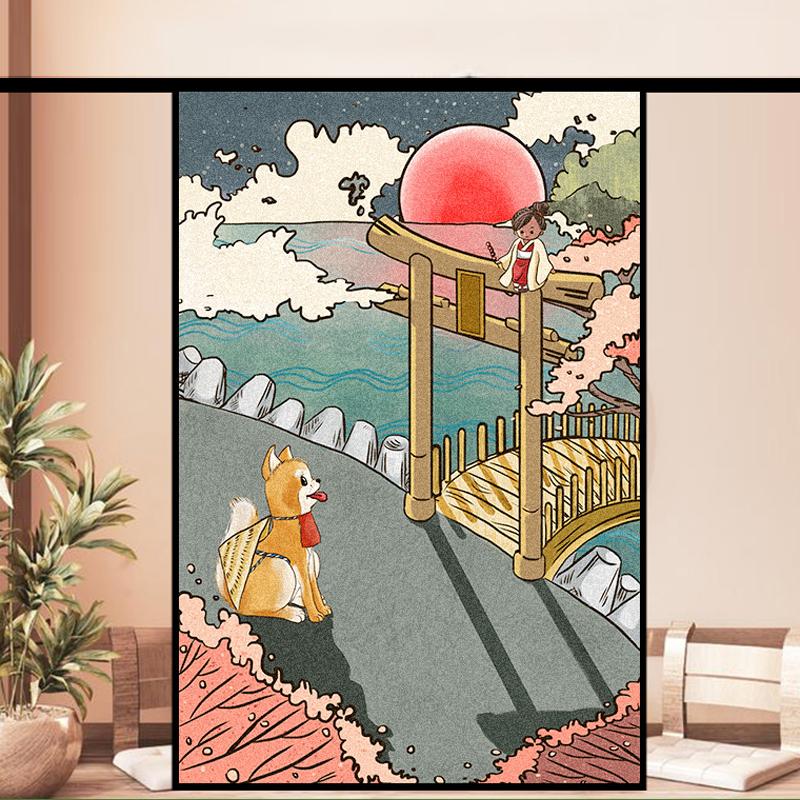 Japoński Styl Statyczna Folia Okienna Prywatność Matowa Półprzezroczysta Naklejki na Szyby Okienne Toaleta Łazienka Folie na Okna Witrażowe