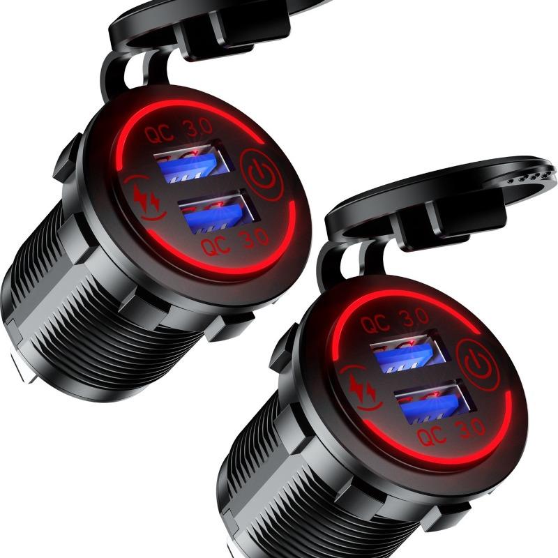 Quick Charge 3.0 Dual USB Car Charger Waterproof 12V/24V QC3.0 USB Fast Charger Socket Power Outlet with Touch Switch