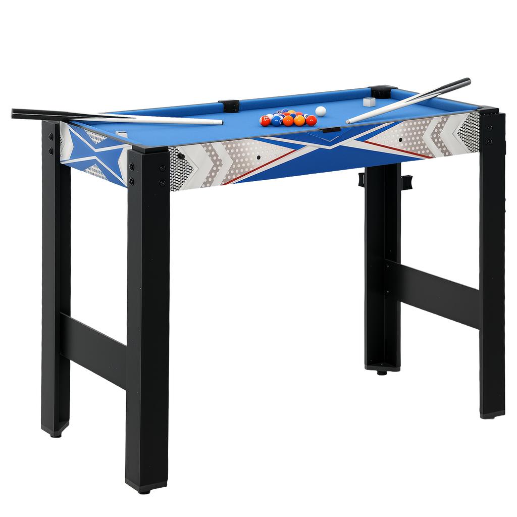 Tavolo Multi Giochi 5-in-1, con Biliardo, Tennis da Tavolo, Basket, Hockey, Tiro con l'Arco, Blu
