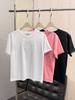 Women's Brand Embroidered Cotton Round Neck T-Shirt - Trendy, Slimming, & Loose Fit