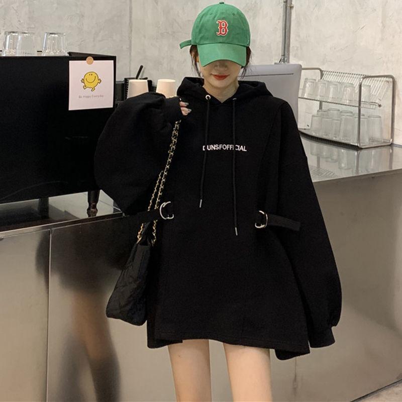 Women's catty sweater women's autumn and winter loose velvet thickened lazy wind hooded jacket