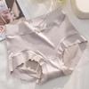 Douyin Trendy Women's High-Waisted Tummy Control Satin Seamless Silk Panties