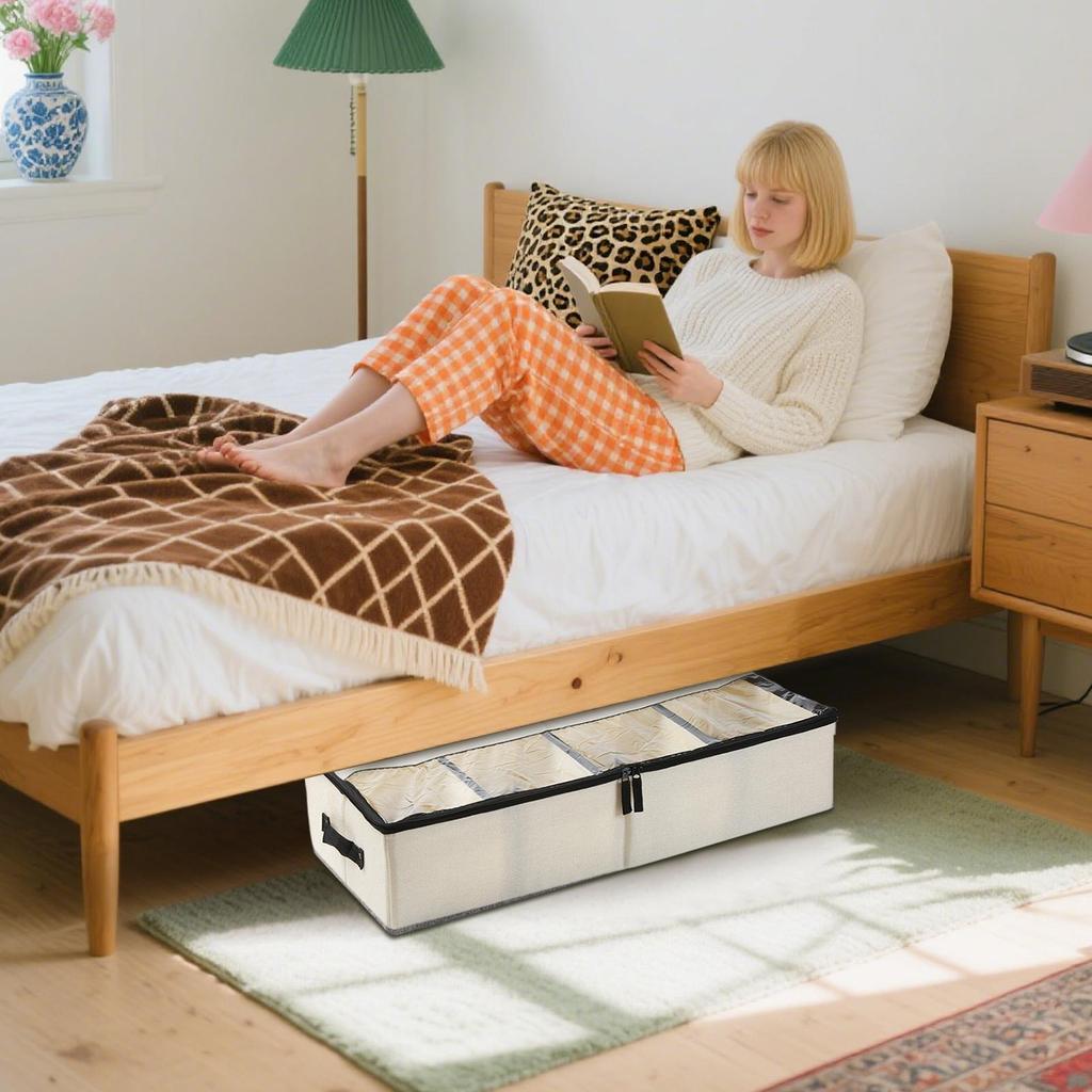 Under Bed Storage Containers Foldable With Clear Lid Handles Under The Bed Storage Bins For Closet Bedroom Living Room Home