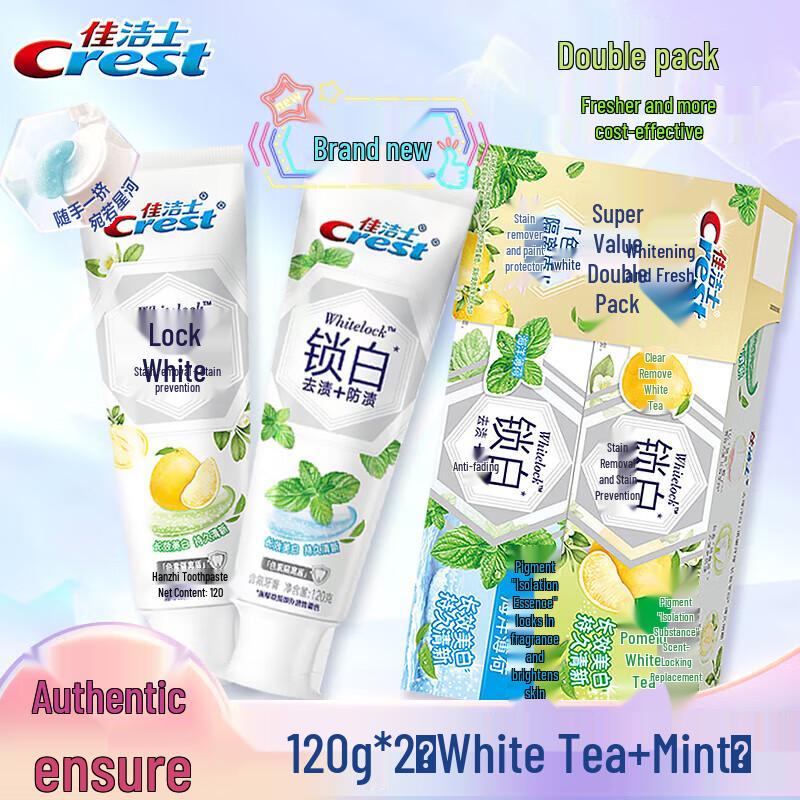 

Crest Dual-Action Whitening Toothpaste (Mint + White Tea)