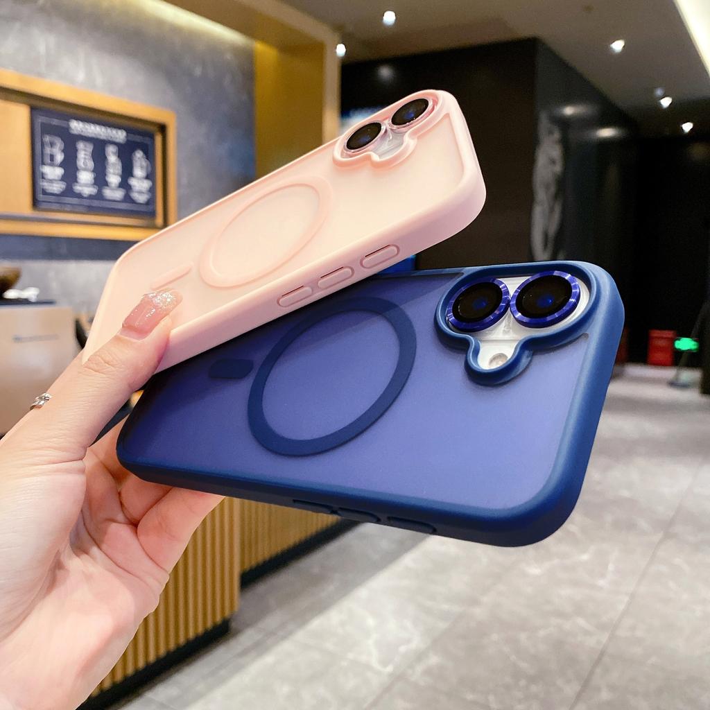 For iPhone 16 Case Compatible with MagSafe TPU+PC Phone Cover with Lens Film - Desert Gold