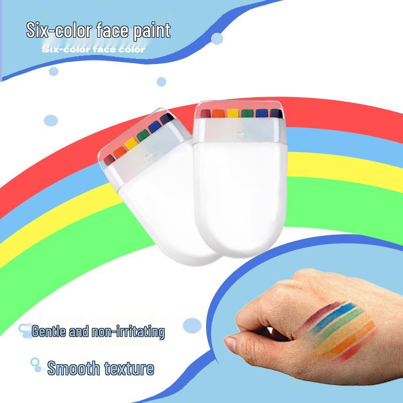 6-Color Rainbow Face Paint for Sports, Halloween & Events