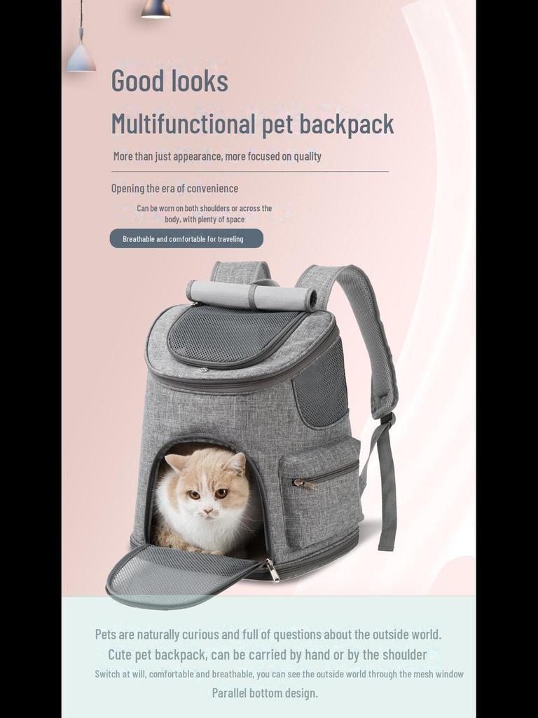 Portable Foldable Pet Backpack - Breathable, Wear-resistant Oxford Cloth for Cats and Dogs
