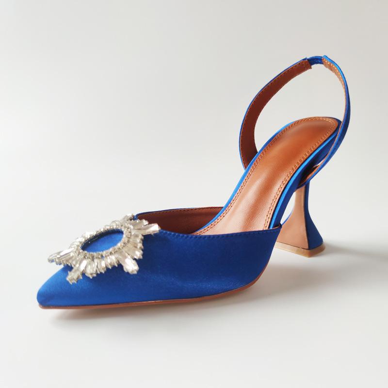 Fabrik glattes Haar Weingläser und spitze Sandalen sind heiße, sexy Baotou Sonnenblumen Strass High Heels, Frauen