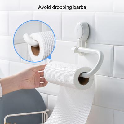 Tissue Holder Hanging Storage Rack Wall Mount Suction Cup Multifunctional Bathroom Towel Toilet Roll Paper Towel Kitchen Plastic Wrap Organizer