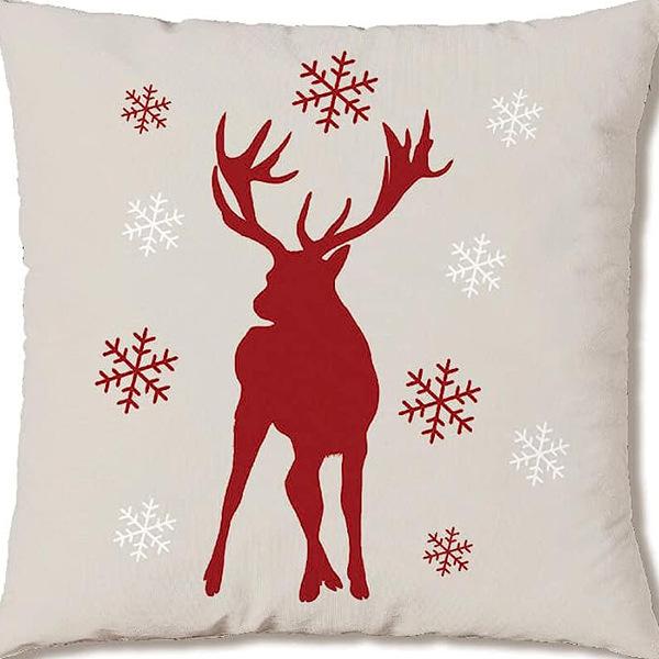 

Popular Christmas Red Plaid Elk Snowflake Christmas Tree Linen Pillow Cushion Cover Home Pillow Cover Premium Durable 45 * 45Cm [without core]