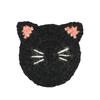 Tomo Corporation Nepal Knit Coaster Cat Face Black Wool Handwoven Coaster 9.5cm Diameter 17725-910-500