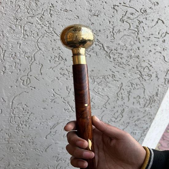 Victorian Walking Cane Set of 5 Brass Handle Wooden Canes 93.98 cm