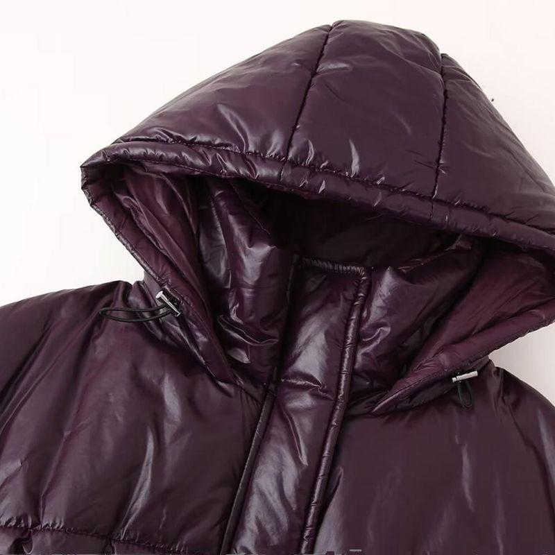 Kaslead New Women Clothes Western Style Fashion Simple and Versatile Waist Hugging Solid Zip-up Hood Cotton-padded Jacket