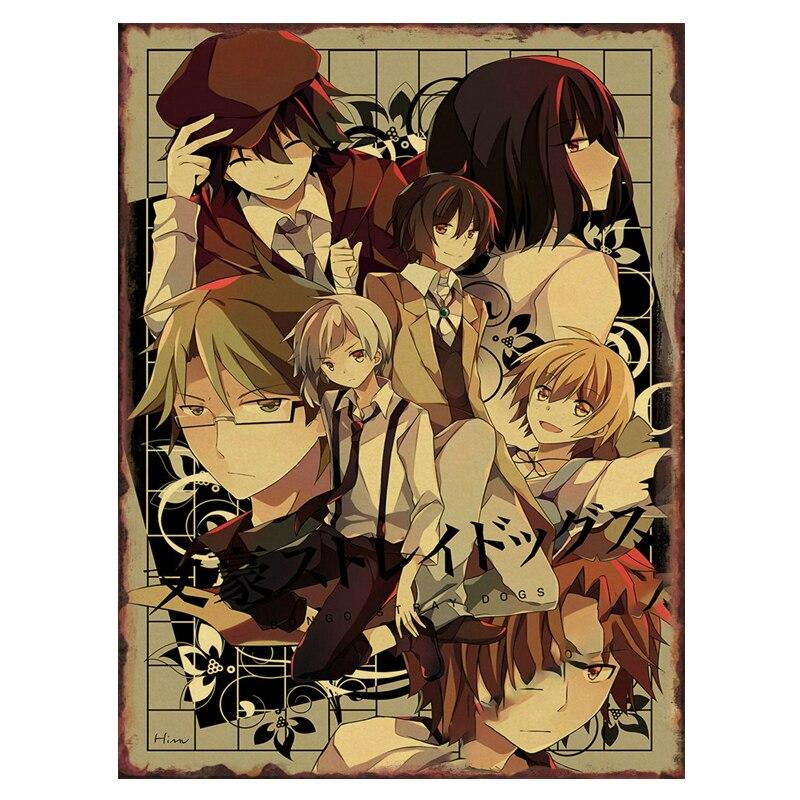Stray Dogs Anime Metal Tin Sign Poster Vintage Home Decor for Living Room Bedroom Cafe Bar Club Comic Market Iron Plate Wal