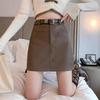 Korean Style High Waist Slimming Mini Skirt - Brown Autumn Design