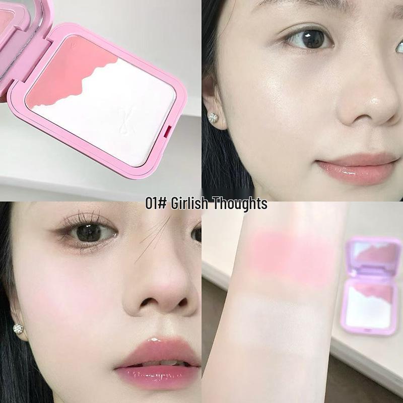 Gege Bear Transparenter Aufhellender Rouge-Puder mit Puderquaste - Weichzeichner Mattes Finish, Zwei-in-Eins Fixing-Puder
