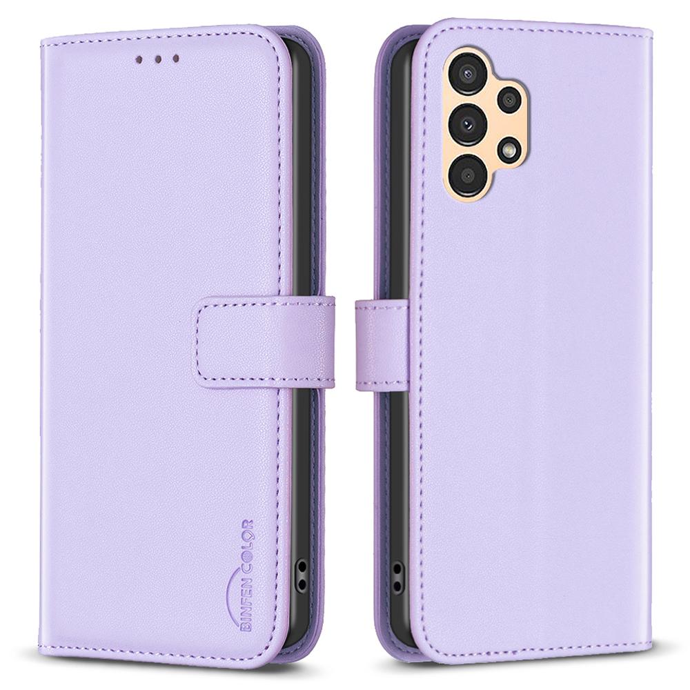 

BINFEN COLOR BF17 Leather Case for Samsung Galaxy A13 4G/5G Stand Cell Phone Wallet Cover Purple
