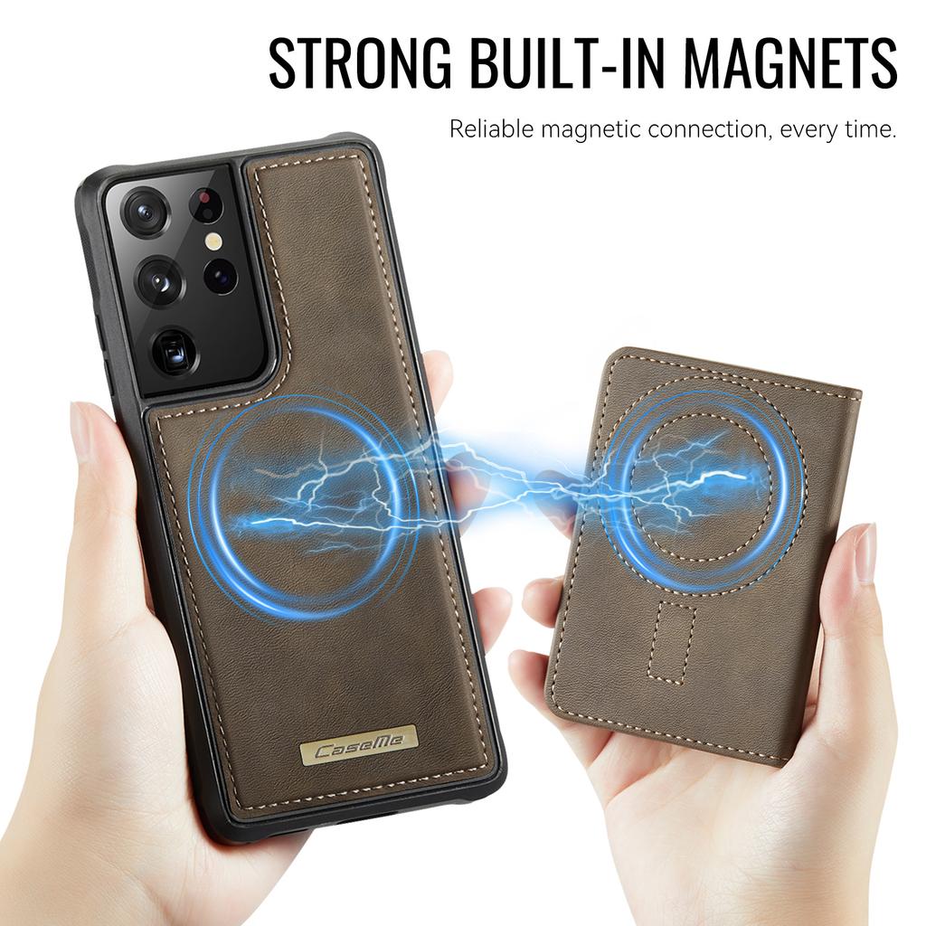 For Samsung Galaxy S21 Ultra 5G Magnetic Case CASEME ME80 Series Leather PC TPU Phone Cover with Detachable Wallet