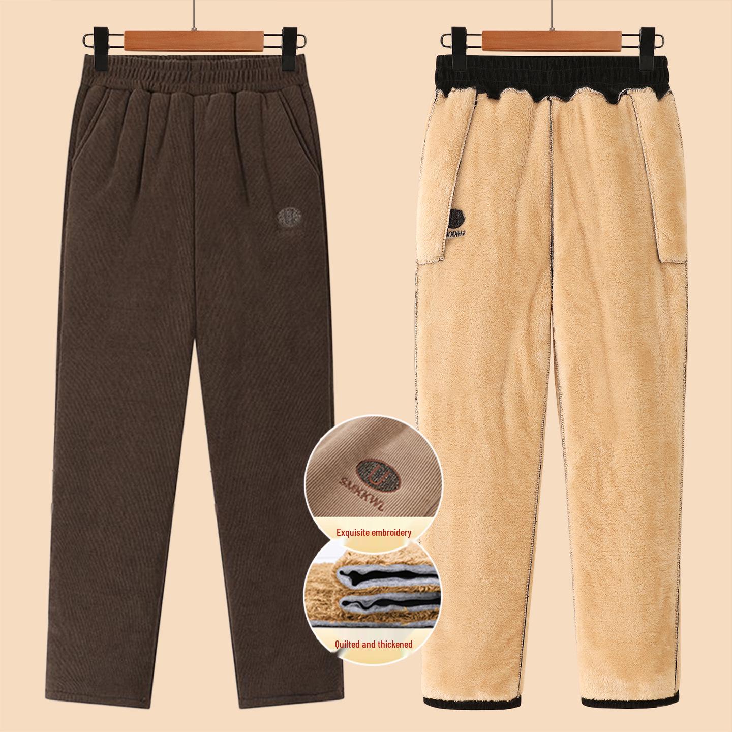 Mom s Warm Fleece-Lined High-Waist Corduroy Pants for Middle-Aged & Elderly Women 3XL (120-135 jin)