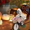 62KD Halloween Themed Ghostly with Pumpkin Riding Bicycles Figurine Decorative Resins Statue Sculpture Party Decors Ornament