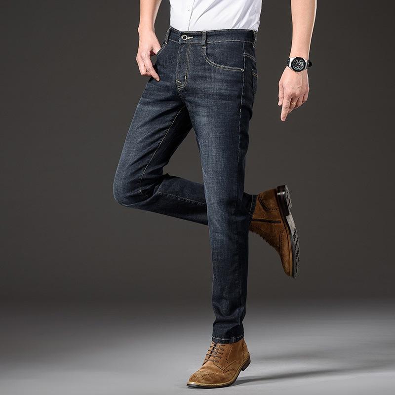New Spring and Summer Stretch Cotton High Waist Loose Business Straight Jeans Men's Trousers