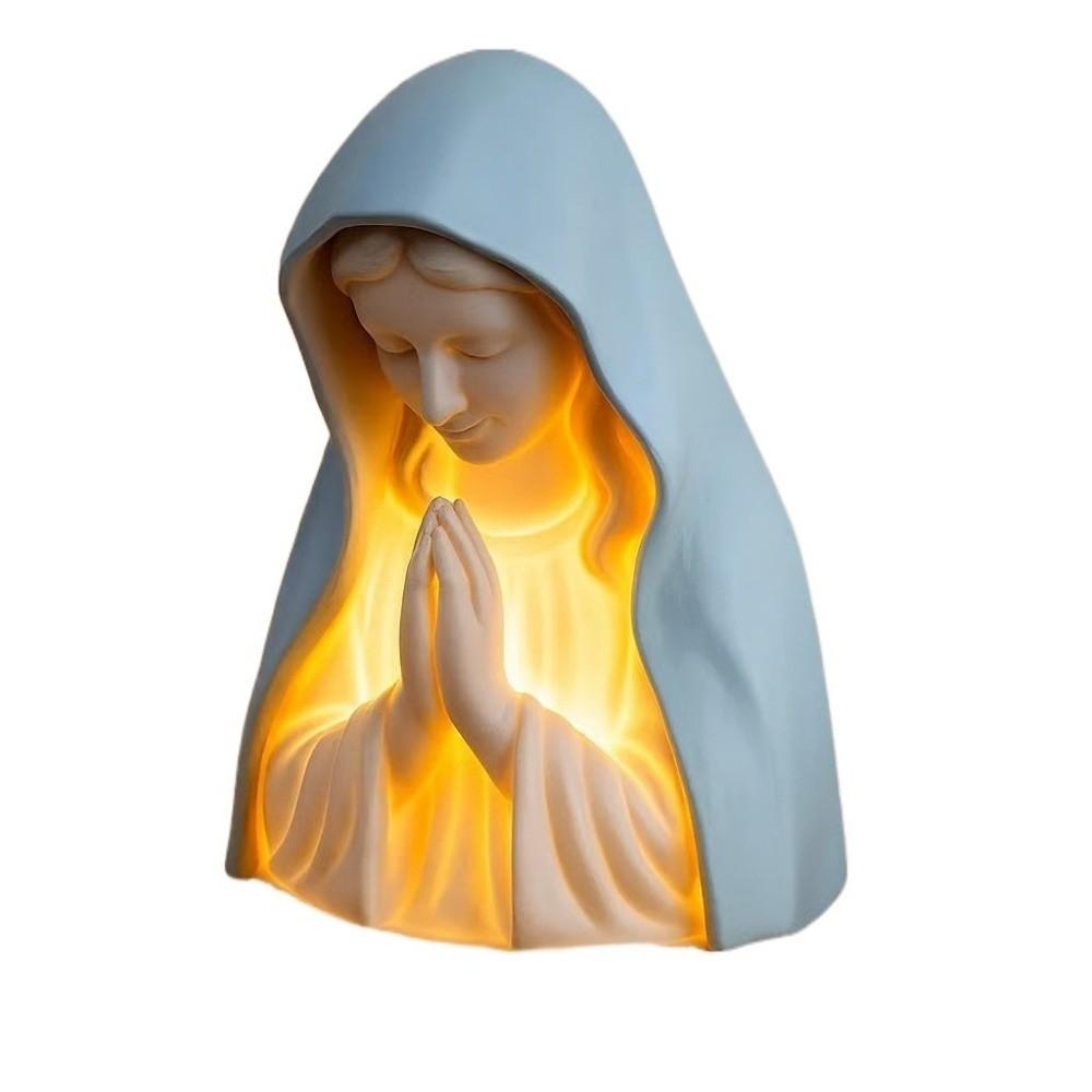 Soft Eye Protection Virgin Mary Prayer Night Light Elegant LED Light Religious Statue Lamp Handcrafted Resin Prayer Night Light