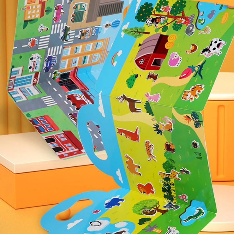 1 Set Kinder Tragbar Wiederverwendbar Leise Beschäftigt Kleben Ein Buch Kinder DIY Stickerbuch Blasen Szene Sticker Gelee Paste Spielzeug
