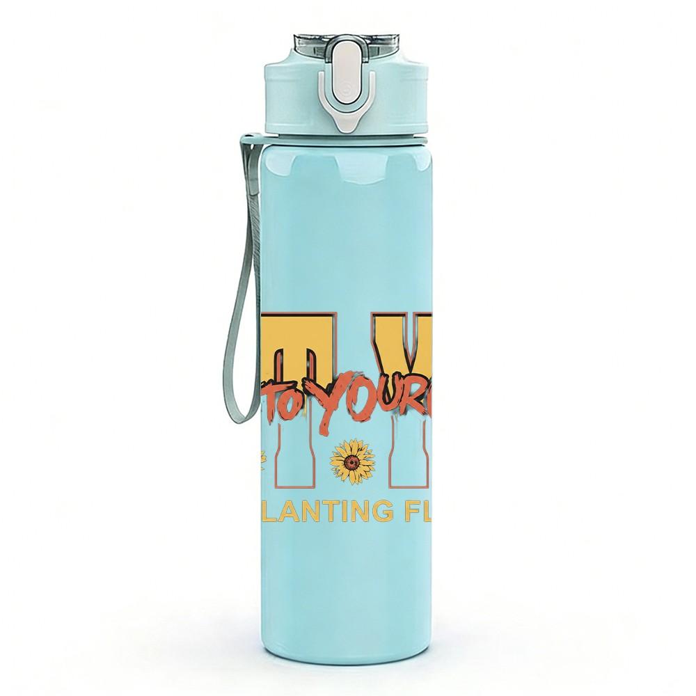 1PC Retro Keep Planting 750ml Sports Water Bottle Leakproof Straw Lid Outdoor Office Home