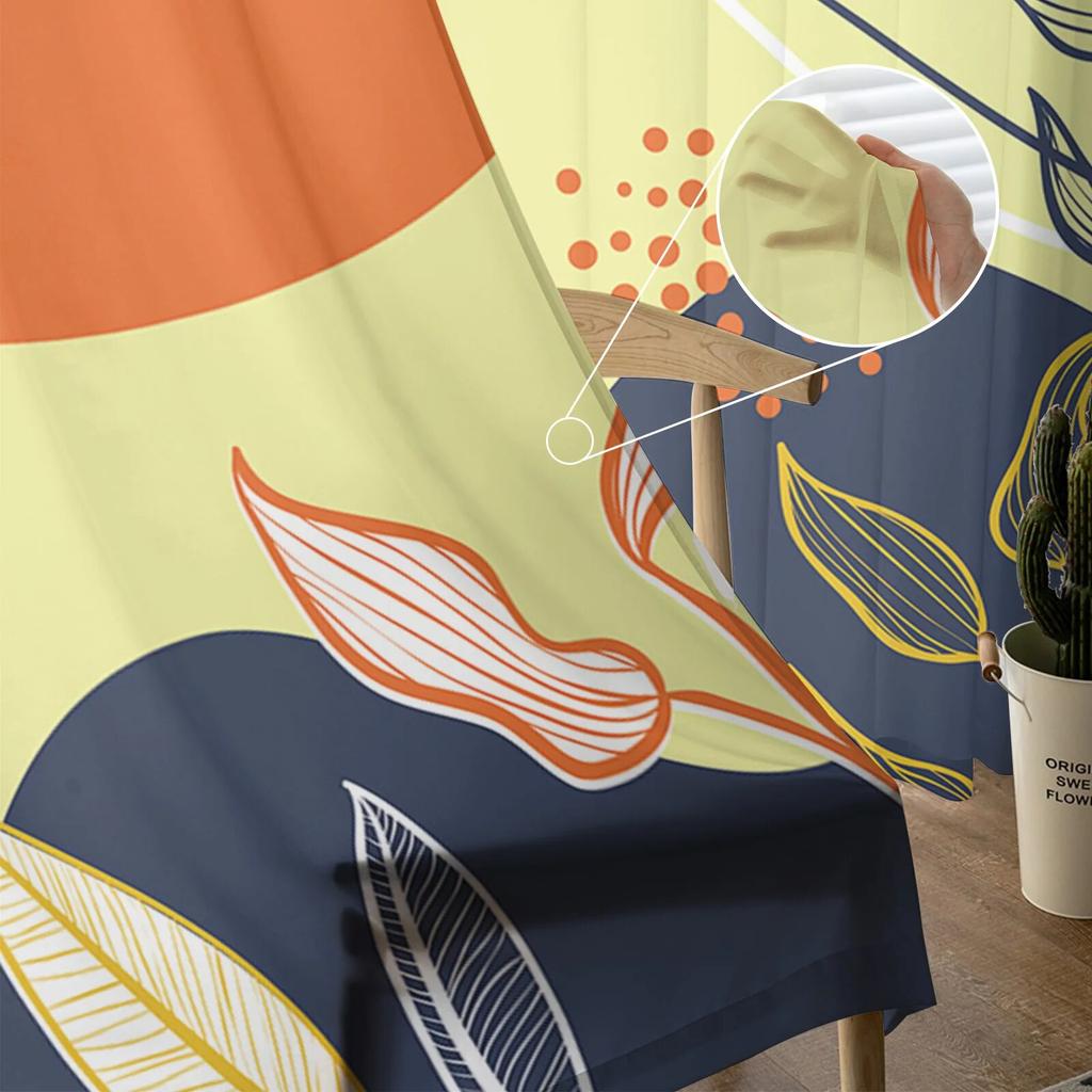 Summer Leaves Flower Abstract Sheer Curtains For Living Room Bedroom Home Decor Kitchen Tulle For Windows Voile Drapes