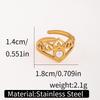Vintage Heart-Shaped Stainless Steel Adjustable Crown Ring - Colorfast Titanium Steel, Vacuum Electroplated